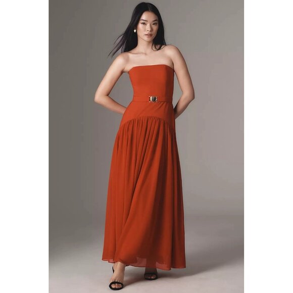 NWT Size 8 - Hutch Red Strapless Drop-Waist Maxi Dress (NWT US$ 238) - Picture 1 of 16